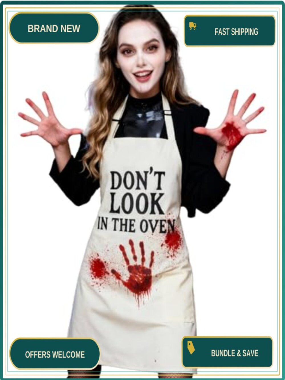 Halloween Apron Adjustable Bib Cotton Kitchen Cooking Grilling Gift
